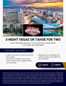  Trip Vegas or Tahoe for 3 Nights